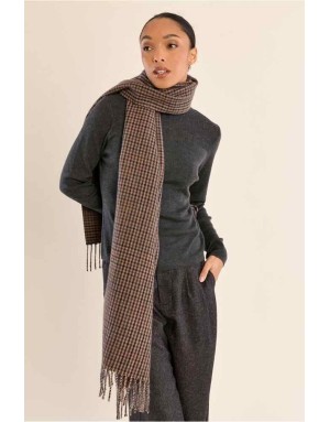ECHARPE MOTIF CARREAUX ET FRANGES - MOLLY BRACKEN