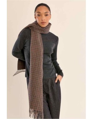 ECHARPE MOTIF CARREAUX ET FRANGES - MOLLY BRACKEN