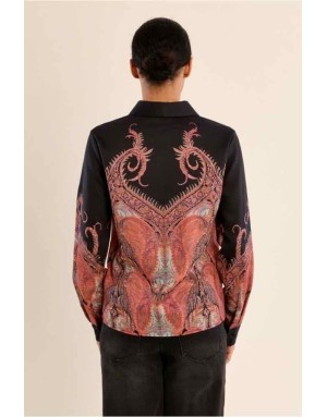 Chemise noire et imprimé cachemire coloré dégradé. Référence : LA1184EH