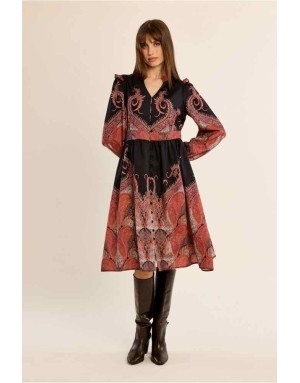 Robe mi-longue imprimé cachemire Référence : LA1552EN