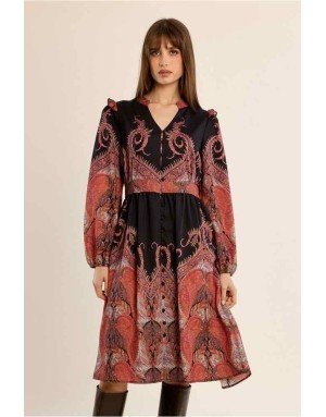 Robe mi-longue imprimé cachemire Référence : LA1552EN