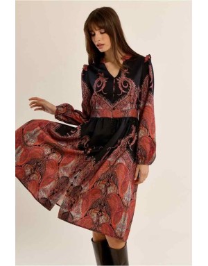 Robe mi-longue imprimé cachemire Référence : LA1552EN