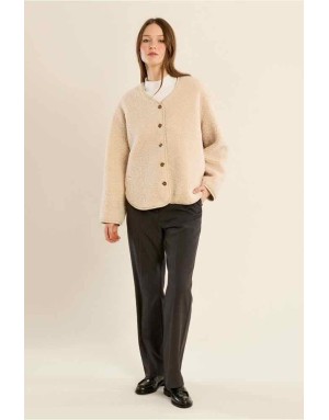 VESTE IMITATION MOUTON CRÈME  - MOLLY BRACKEN