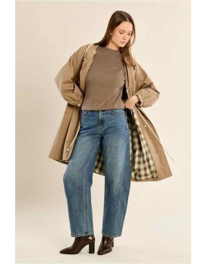 Trench-coat en coton kaki léger, capuche non amovible  — Référence : P1899EH