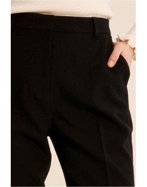 Pantalon noir, coupe tailleur droite et taille haute — Référence : R1753EH