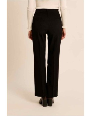 Pantalon noir, coupe tailleur droite et taille haute — Référence : R1753EH