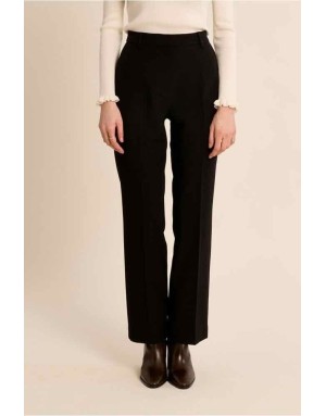 Pantalon noir, coupe tailleur droite et taille haute — Référence : R1753EH