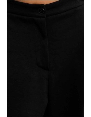 Pantalon noir fluide à taille élastiquée et coupe droite Lili Sidonio x Molly Bracken. Référence : LAL739EN