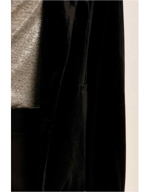 Blazer en velours ras noir, col tailleur. Référence : T1147CEH